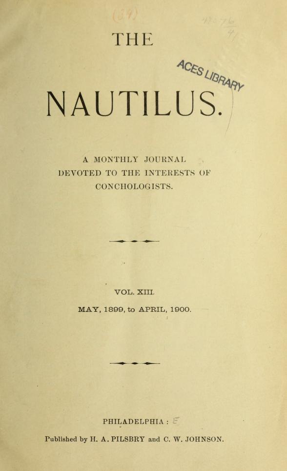 Media of type text, Wright 1899. Description:The Nautilus, vol. 13